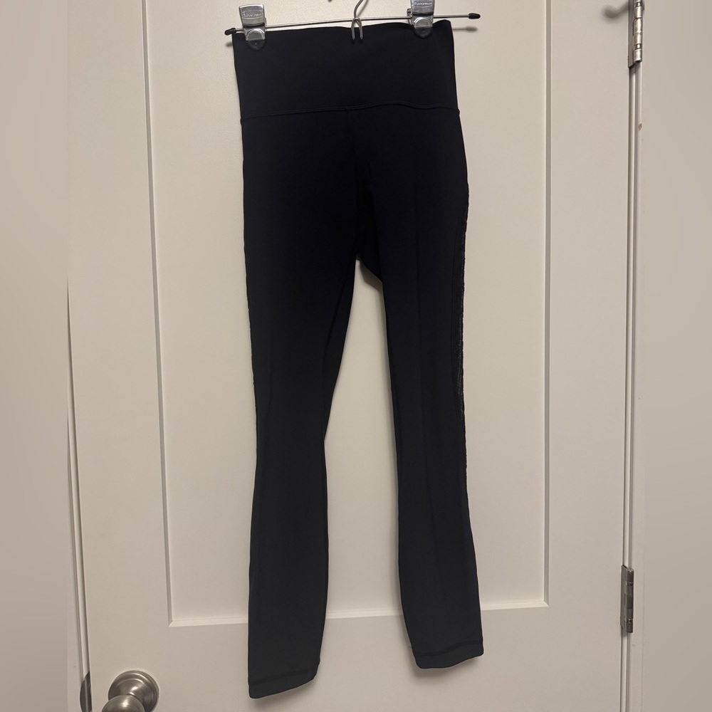 Lululemon Leggings Womens 4 Black Wunder Under High-Rise Tight Flocked 26" Train